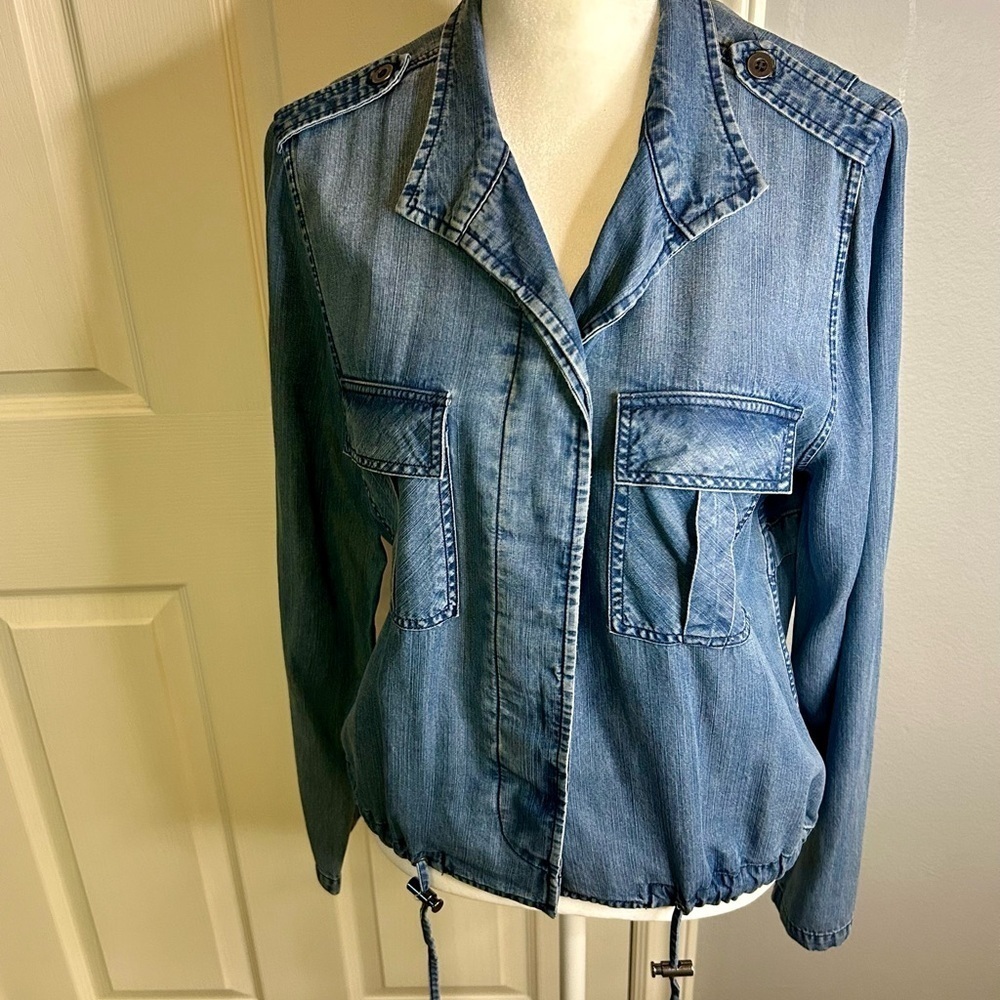 💙”Rails” Maverick Dark Vintage Wash Shacket w/ Hidden Button Front Size S💙